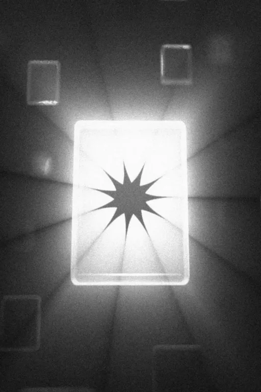 Vertical black and white graphic of a large glowing card standing out against a dark background, representing targeted marketing focus.